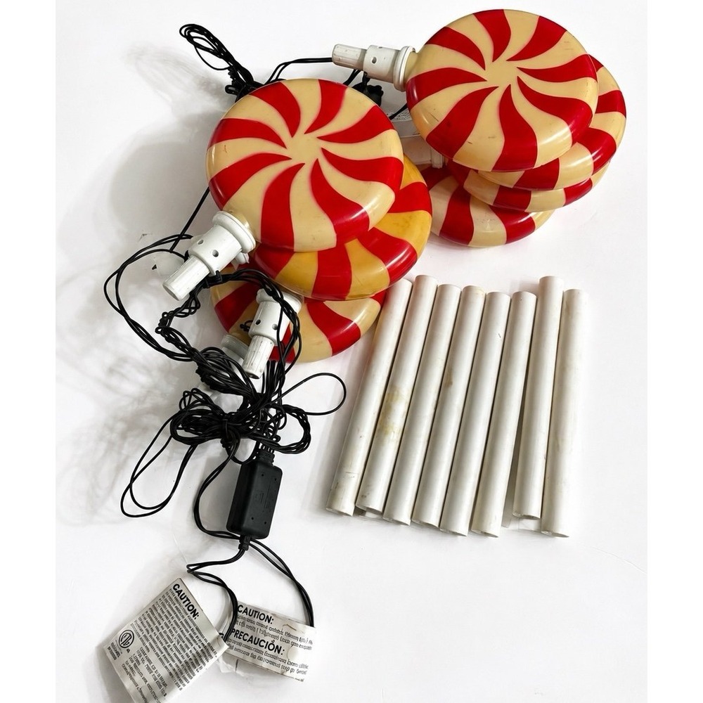 Christmas Candy Cane Blow Mold Lights (8) as is